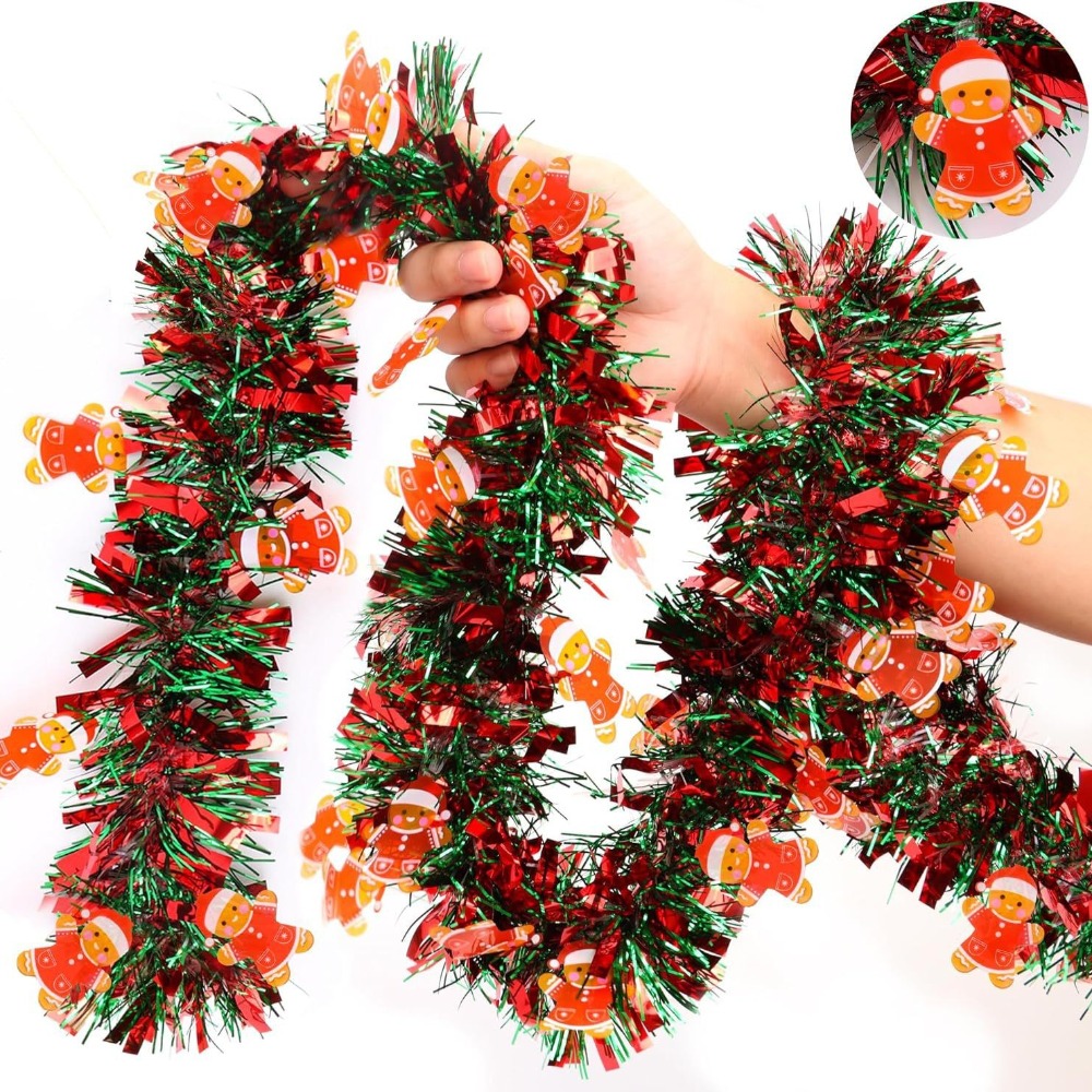 Tinsel Garland Decoration - 크리스마스 틴셀 가랜드 레드 그린 포일
