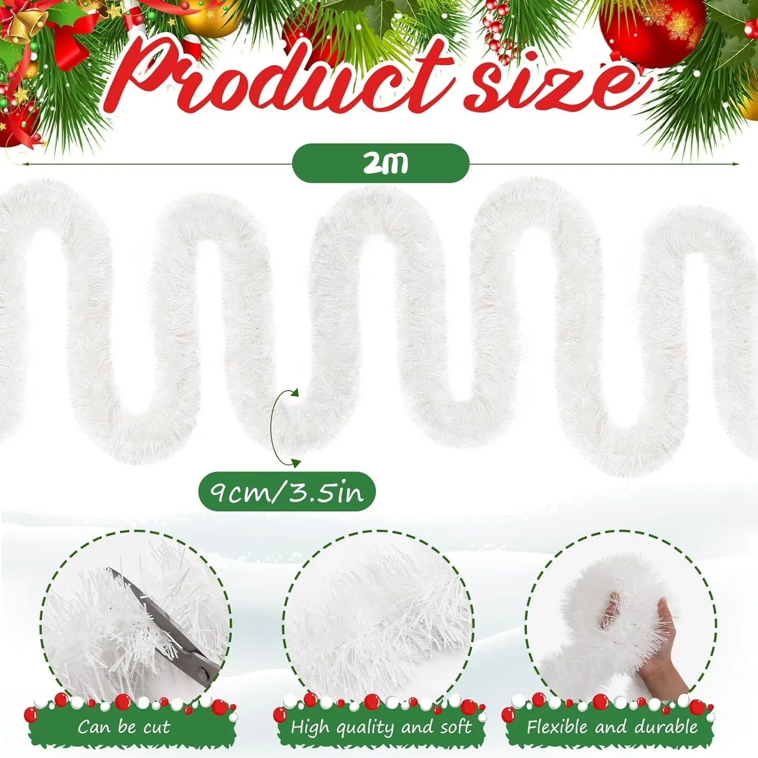 Tinsel Garland Decoration - 1개 2m 크리스마스 틴셀 리본 가랜드