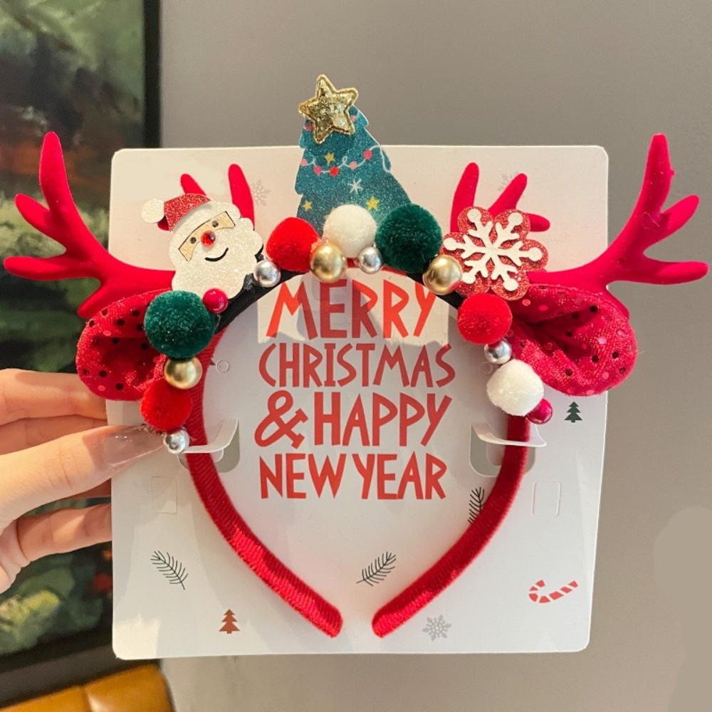 Reindeer Antlers Headband - 귀여운 빨간 벨벳 소재의 사슴 뿔