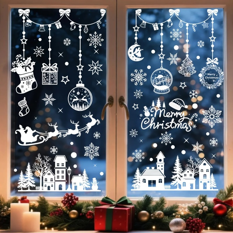 Snowflake Window Decal - 196개/9장 크리스마스 스태틱 클링 윈도우 데칼,