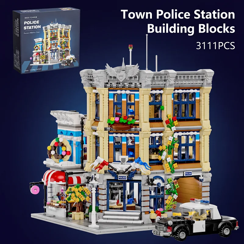 Lego Set City - 6피규어 모듈식 건물 블록이 있는 마을