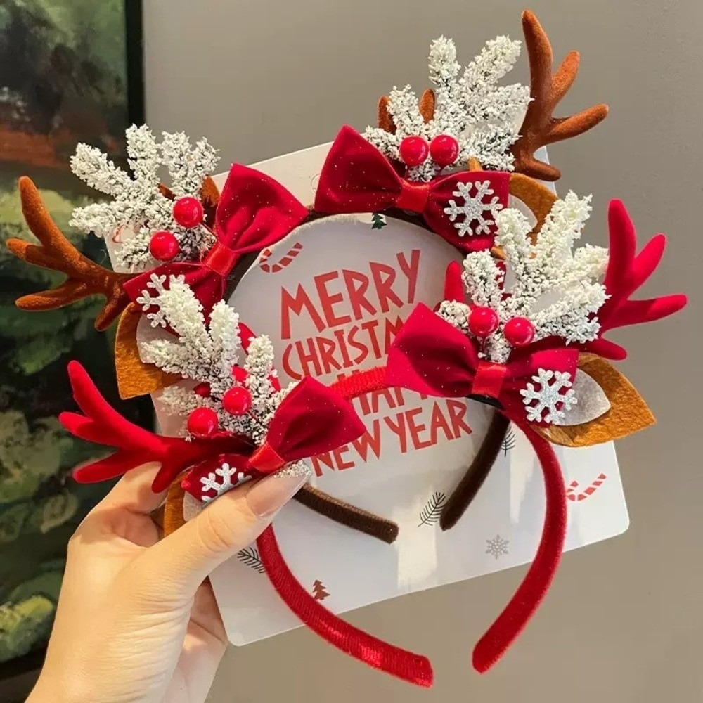 귀여운 빨간 벨벳 소재의 사슴 뿔 머리띠, 벨벳 리본, - Reindeer Antlers Headband 리뷰 및 가격