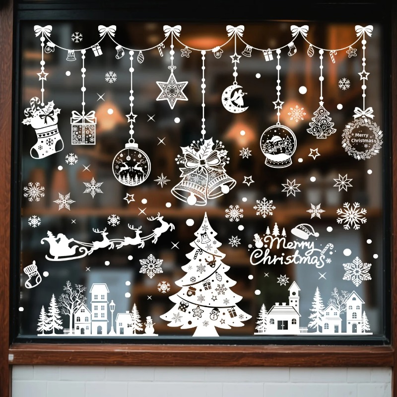196개/9장 크리스마스 스태틱 클링 윈도우 데칼, 잔 - Snowflake Window Decal 리뷰 및 가격