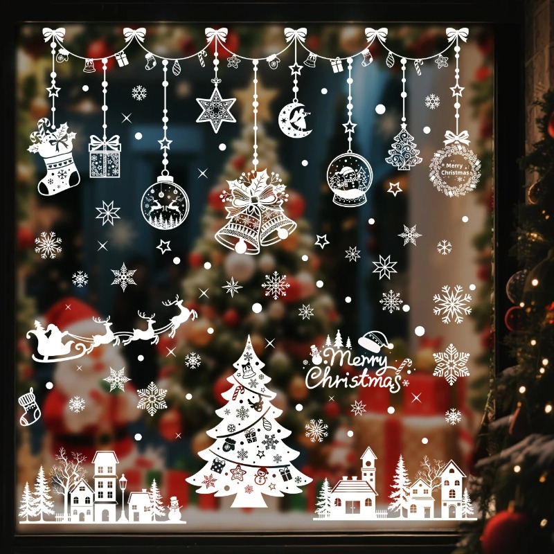 196개/9장 크리스마스 스태틱 클링 윈도우 데칼, 잔 - Snowflake Window Decal 리뷰 및 가격