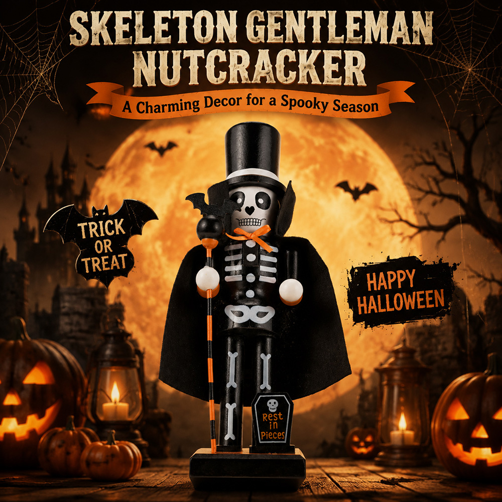 할로윈 원목 호두까기 인형 해골 마녀 호박 검은 고양이 - Nutcracker Figurine 리뷰 및 가격