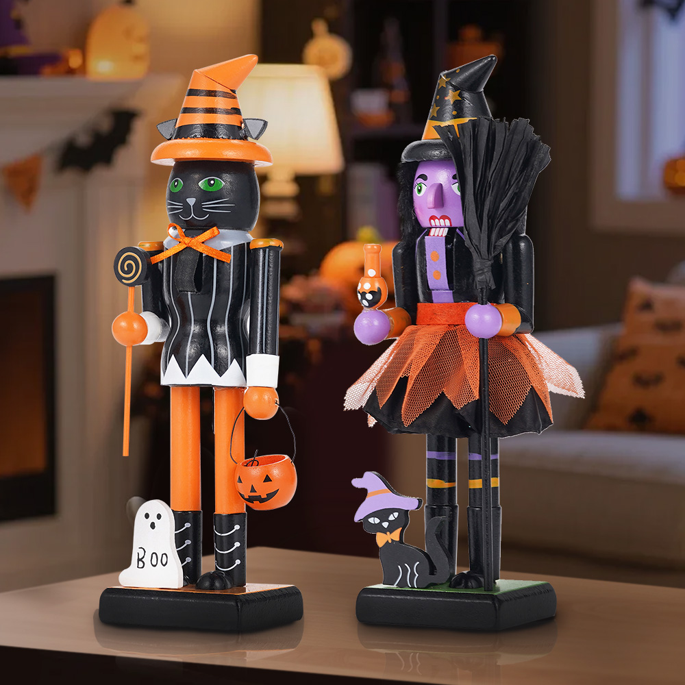 할로윈 원목 호두까기 인형 해골 마녀 호박 검은 고양이 - Nutcracker Figurine 리뷰 및 가격
