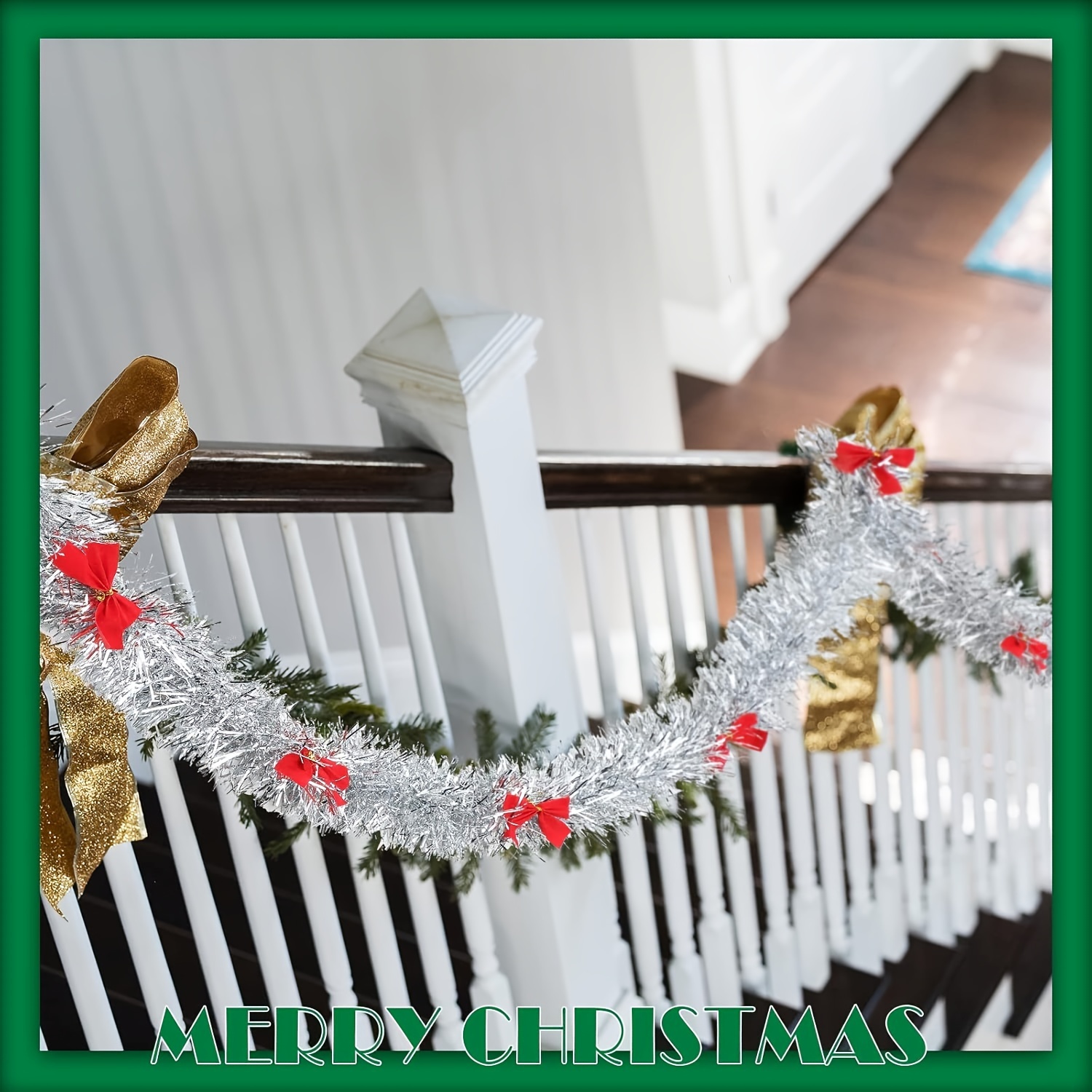크리스마스 틴셀 가랜드와 빨간 리본, 메탈릭 장식 가랜 - Tinsel Garland Decoration 리뷰 및 가격