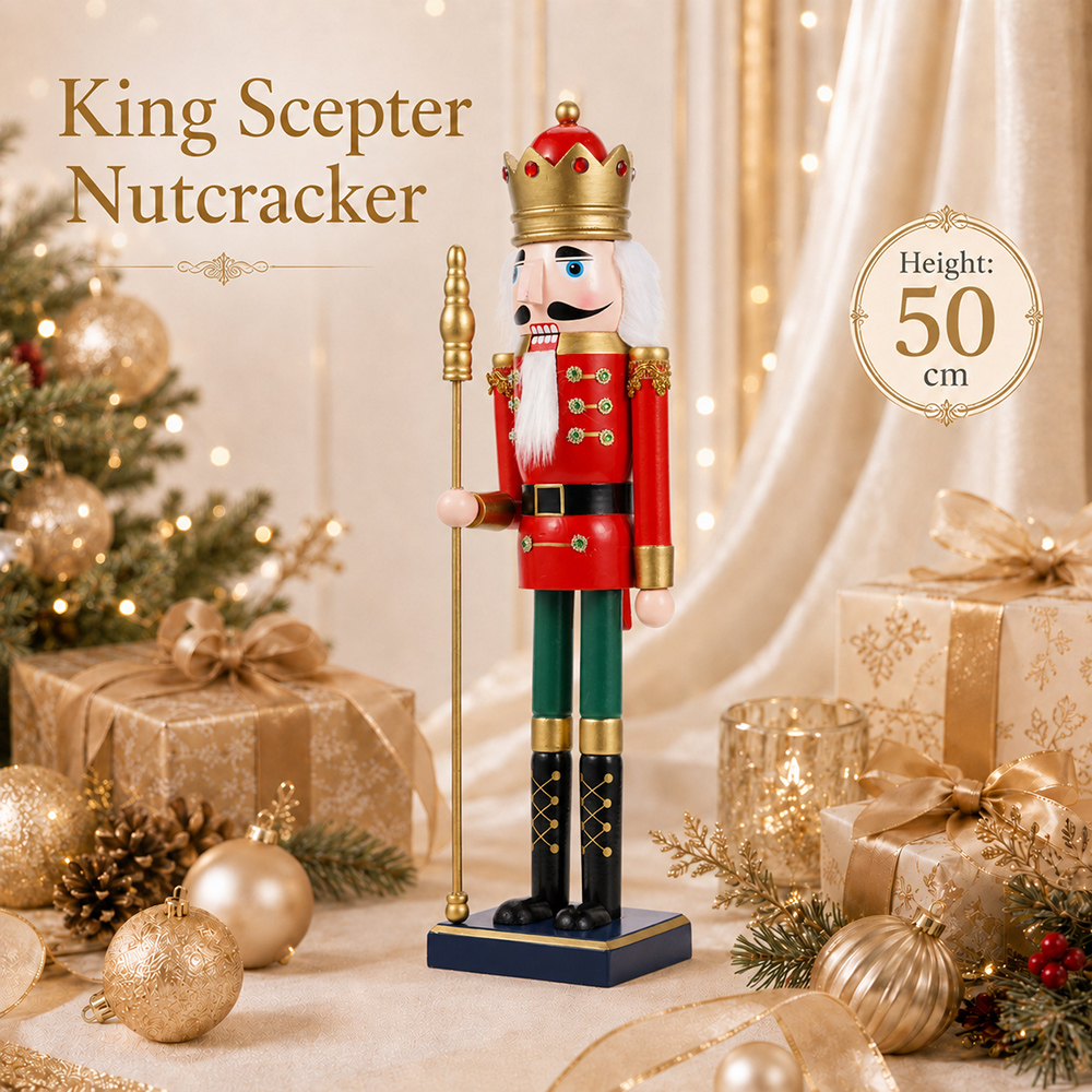 50CM 나무 호두까기 인형 왕 왕笏 인형 수공예 인형 - Nutcracker Figurine 리뷰 및 가격