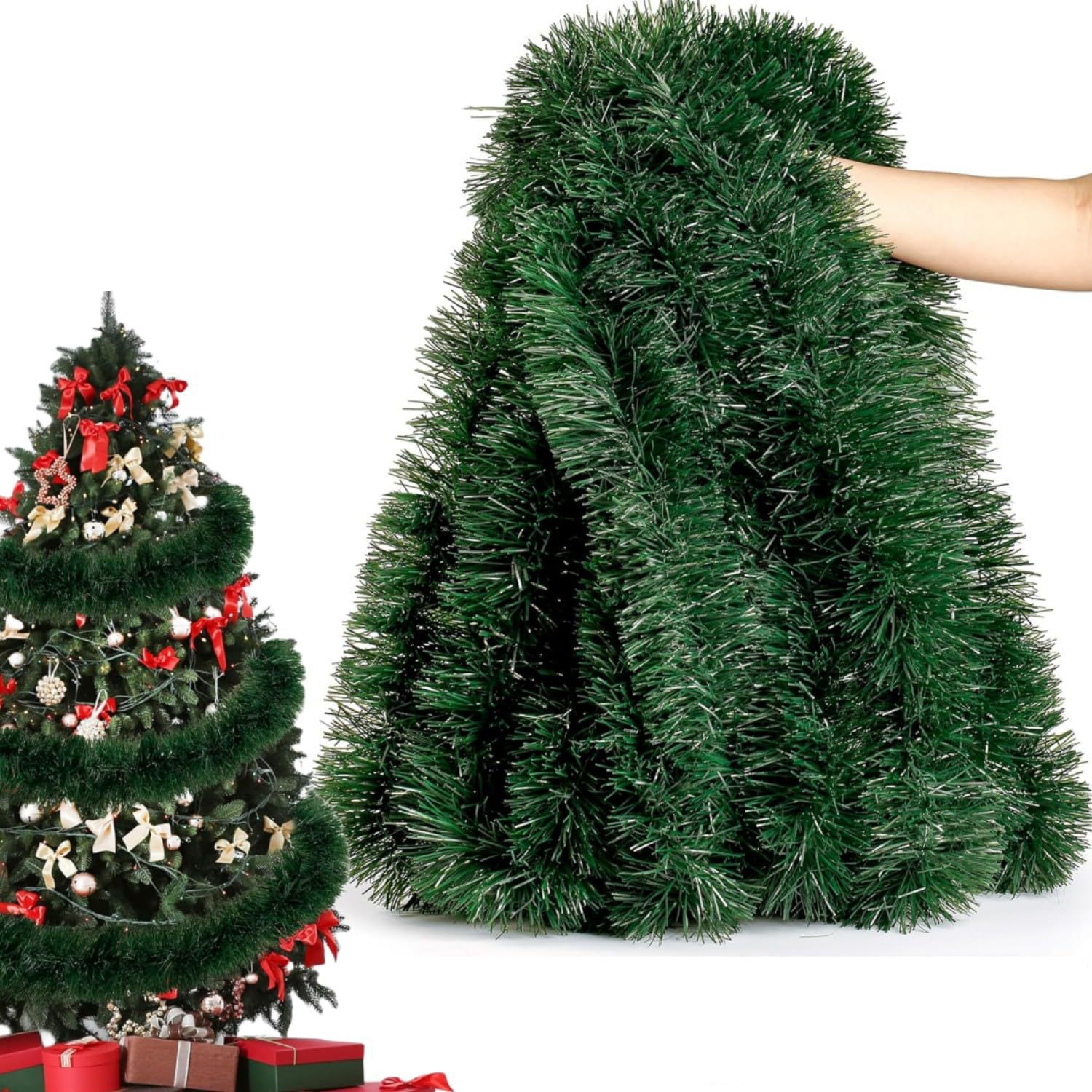 6/14M 크리스마스 반짝이 가랜드, 실내 및 실외 천 - Tinsel Garland Decoration 리뷰 및 가격