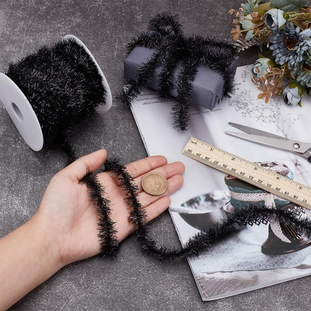 21.8 야드 블랙 가랜드 얇은 틴셀 0.8 인치 홀리 - Tinsel Garland Decoration 리뷰 및 가격