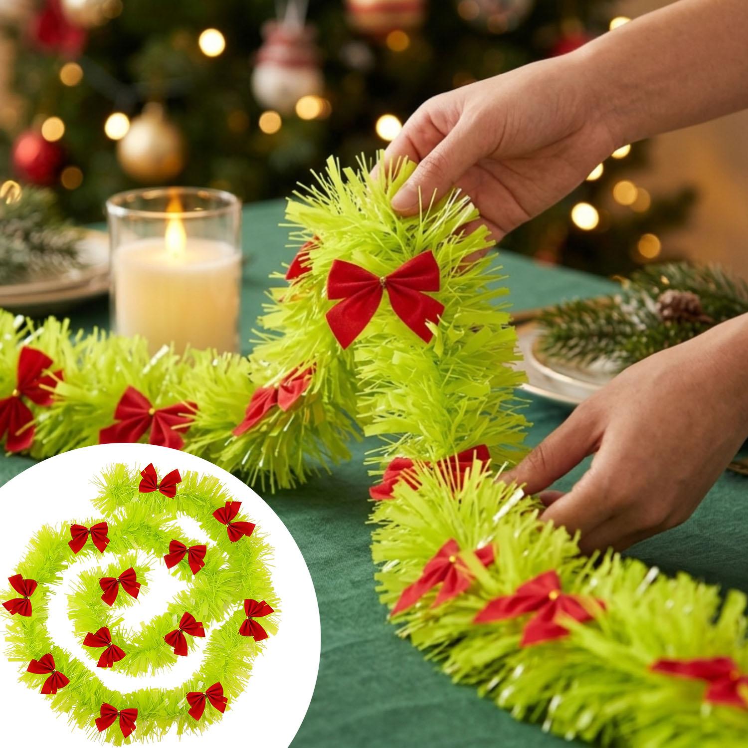 크리스마스 라이트 그린 틴셀 가랜드 레드 리본 장식 크 - Tinsel Garland Decoration 리뷰 및 가격
